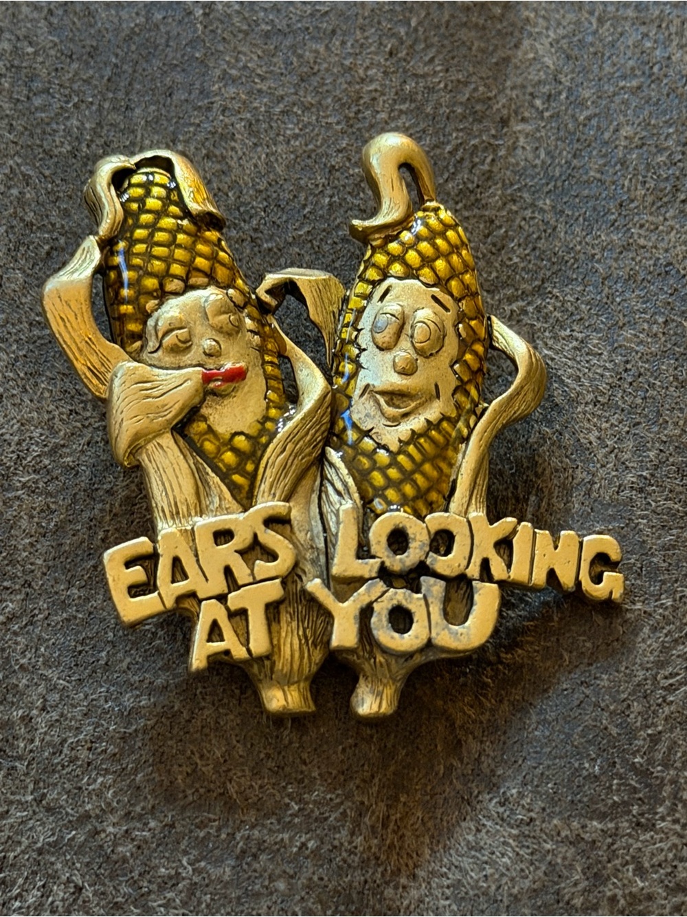 Yellow Corn Novelty Pin - Ears Looking At You